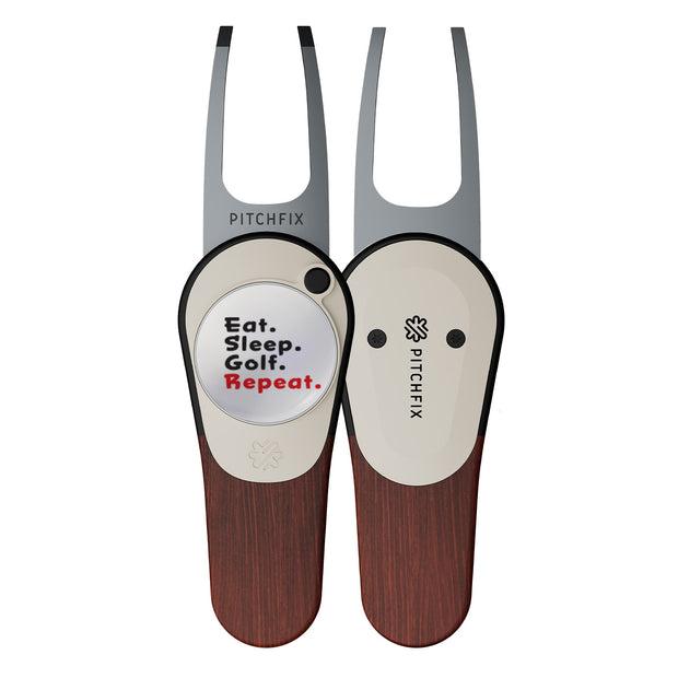 Pitchfix Woodie Divot Tool with Custom Ball Marker (Cherry)