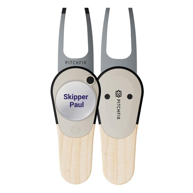 Pitchfix Woodie Divot Tool with Custom Ball Marker (Light Ash)