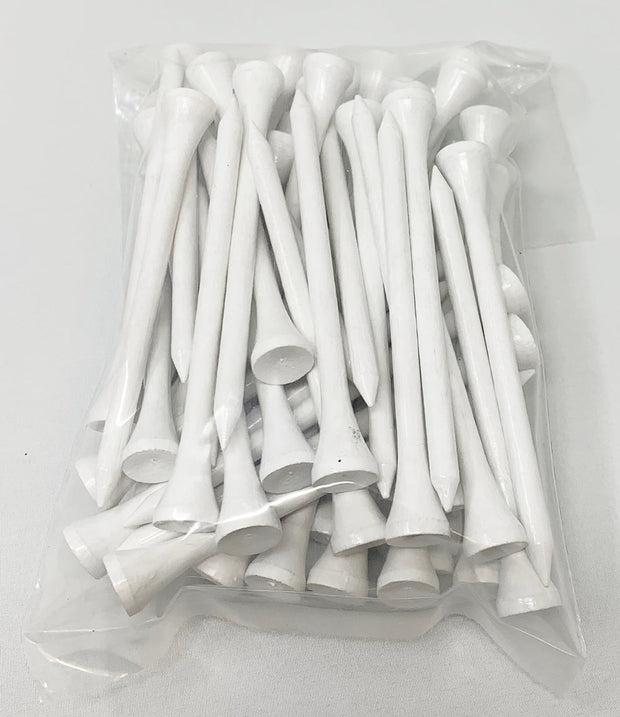 White Plastic Golf Tees - 50 PACK - MyCustomGolfBall