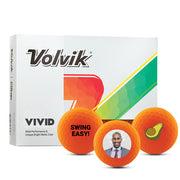 Custom Volvik Vivid Orange Golf Ball One Dozen