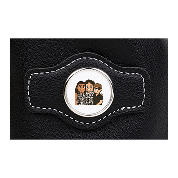 Synthetic leather drawstring pouch - Black