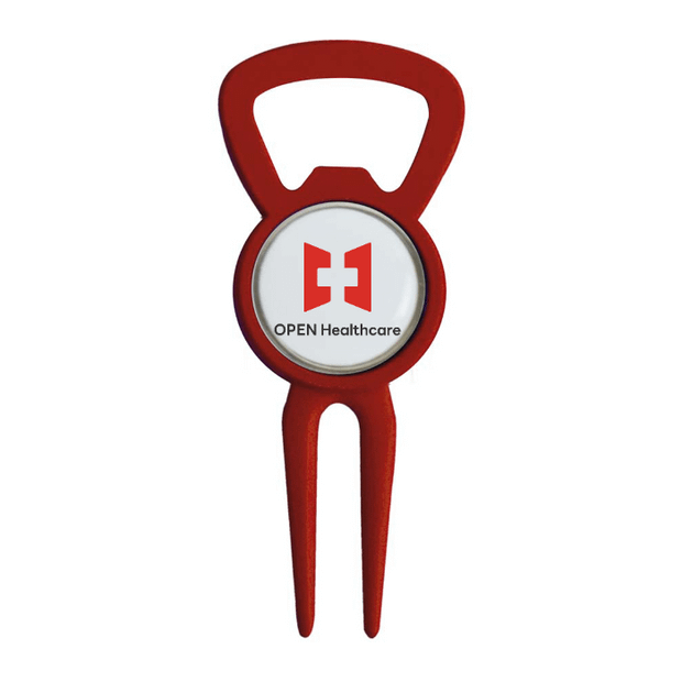 Divot Tool Bottle Opener Red