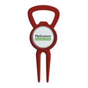 Divot Tool Bottle Opener Red